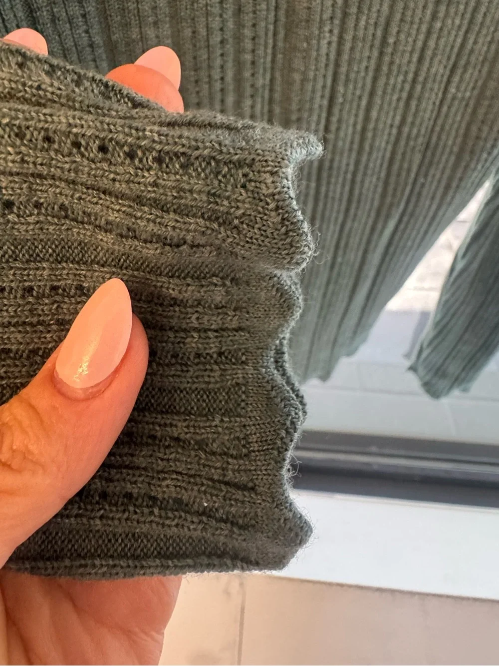 J. Crew Ribbed Square-Neck Sweater in Dusty Teal Green
